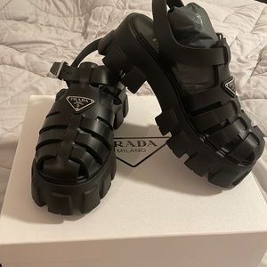 Prada Rubber Cage Platform Sandals